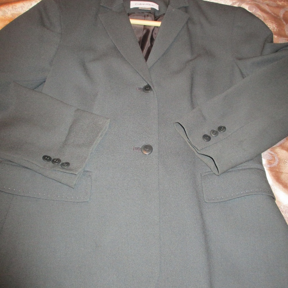 CALVIN KLEIN 100% WOOL CHARCOAL GREY BLAZER/JACKET - Picture 2 of 8